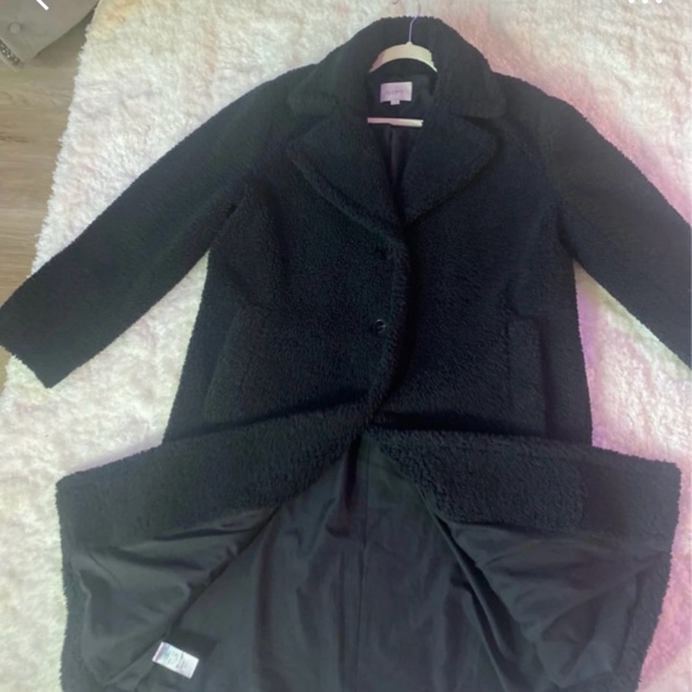 LOFT Black Sherpa Teddy Coat